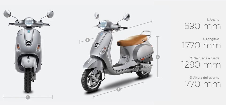 Nueva Vespa VXL 150 - medidas