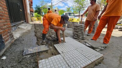 Reparación de veredas en zona comercial de Av. Centenario