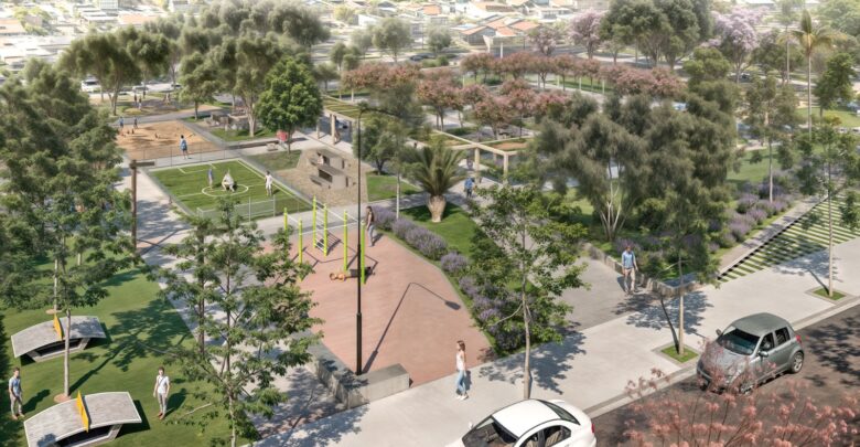Render de la nueva plaza Belgrano