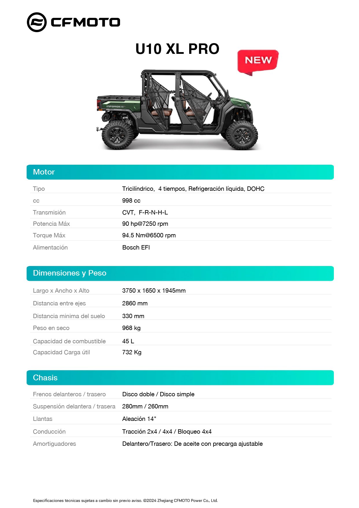 Ficha Técnica UFORCE U10 XL PRO