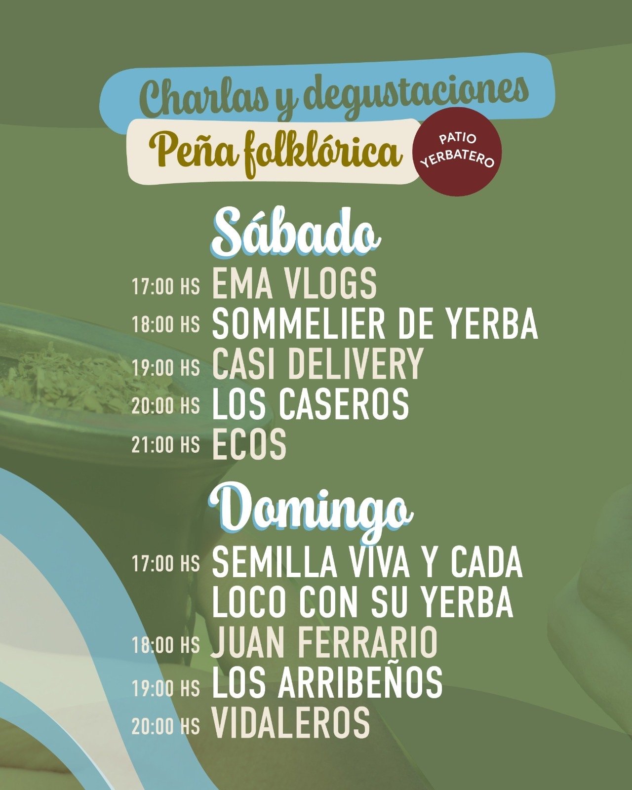 Charlas y degustaciones y peña folklórica