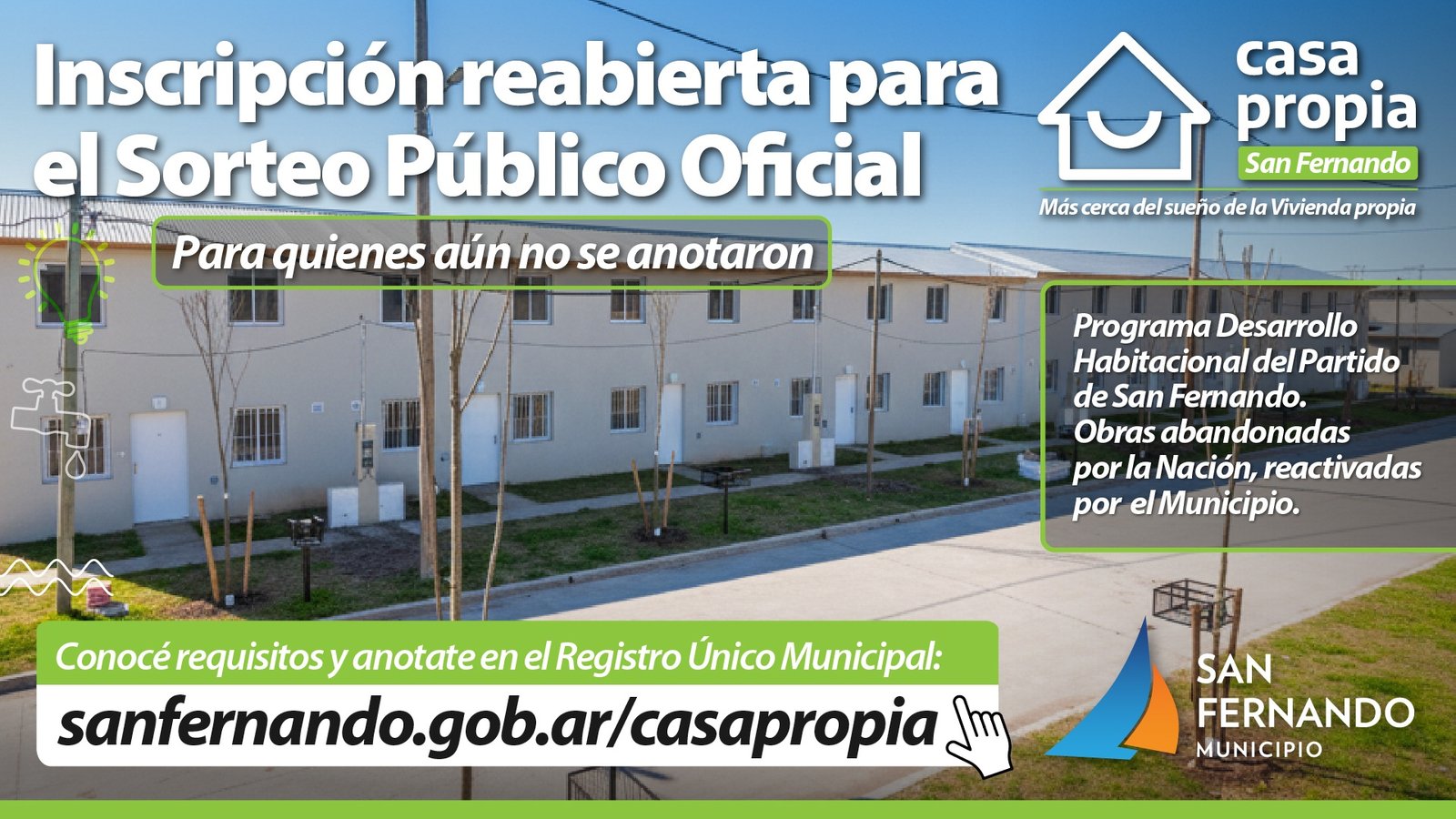 Reapertura de inscripción para sorteo de viviendas