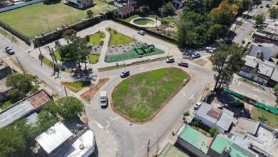 Vista aérea nueva rotonda y plaza de Azcuénaga y Santa Ana