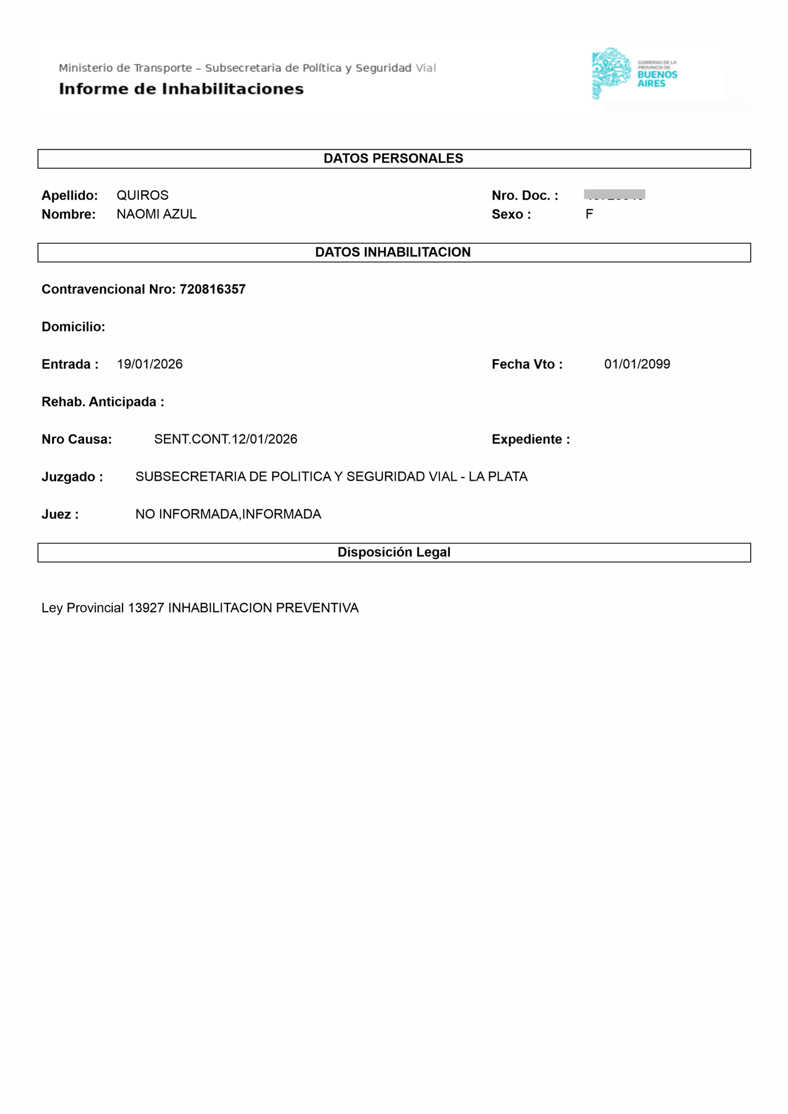 Inhabilitación Quiros Naomi Azul