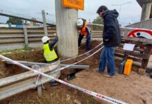 Pasarela peatonal del km 49,5 del ramal Campana de la Autopista Panamericana destruída por un camión el mes pasado