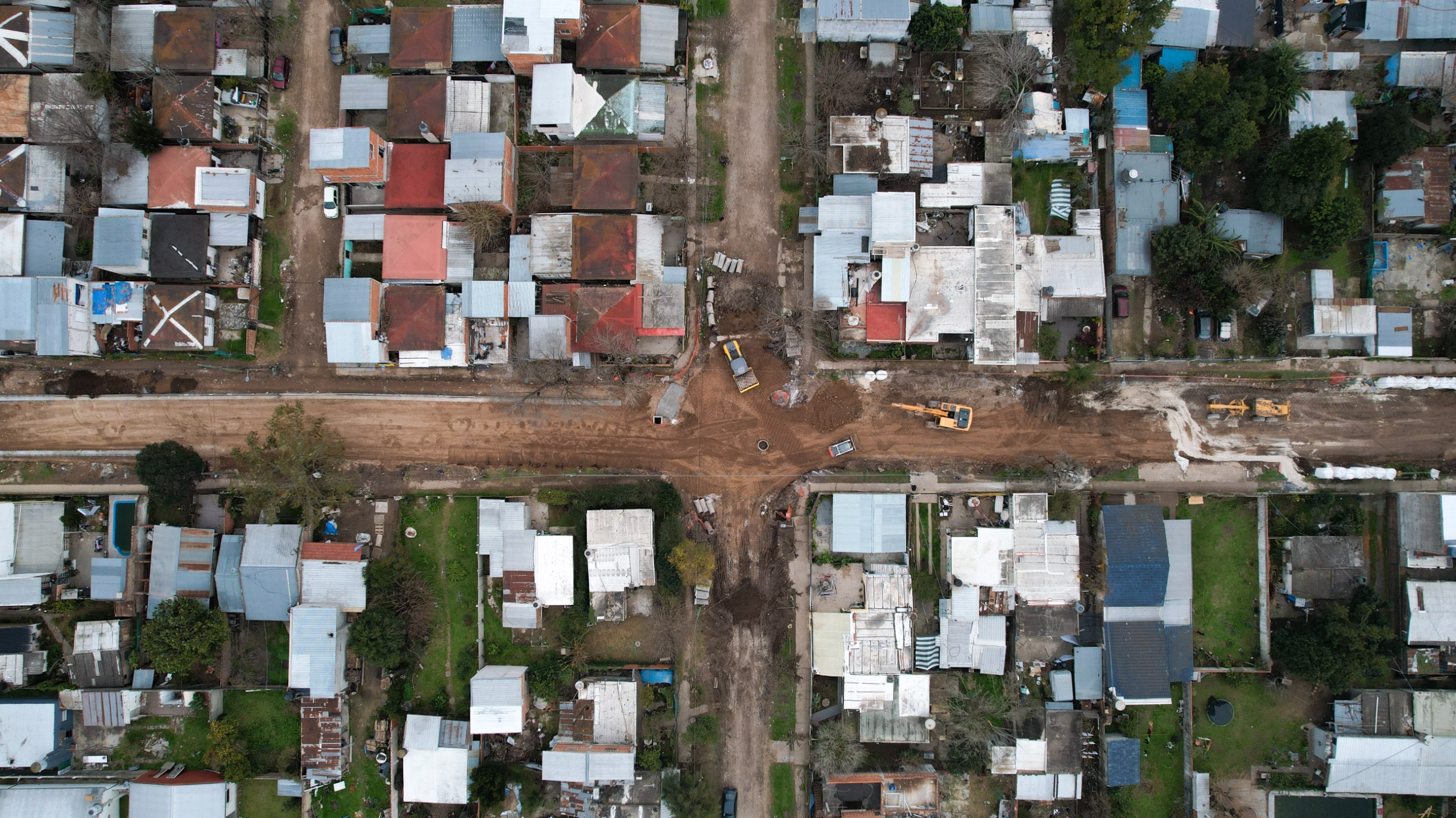 Vista aérea de obras en Balcarce y Monteagudo