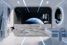Así luciría un baño en la luna
