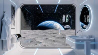 Así luciría un baño en la luna