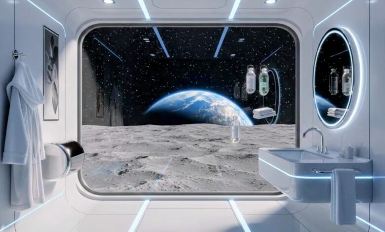Así luciría un baño en la luna