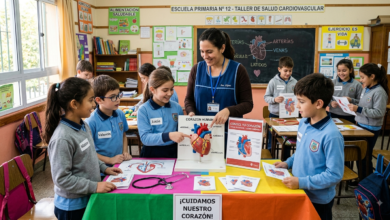 Niños aprendiendo sobre salud cardiovascular